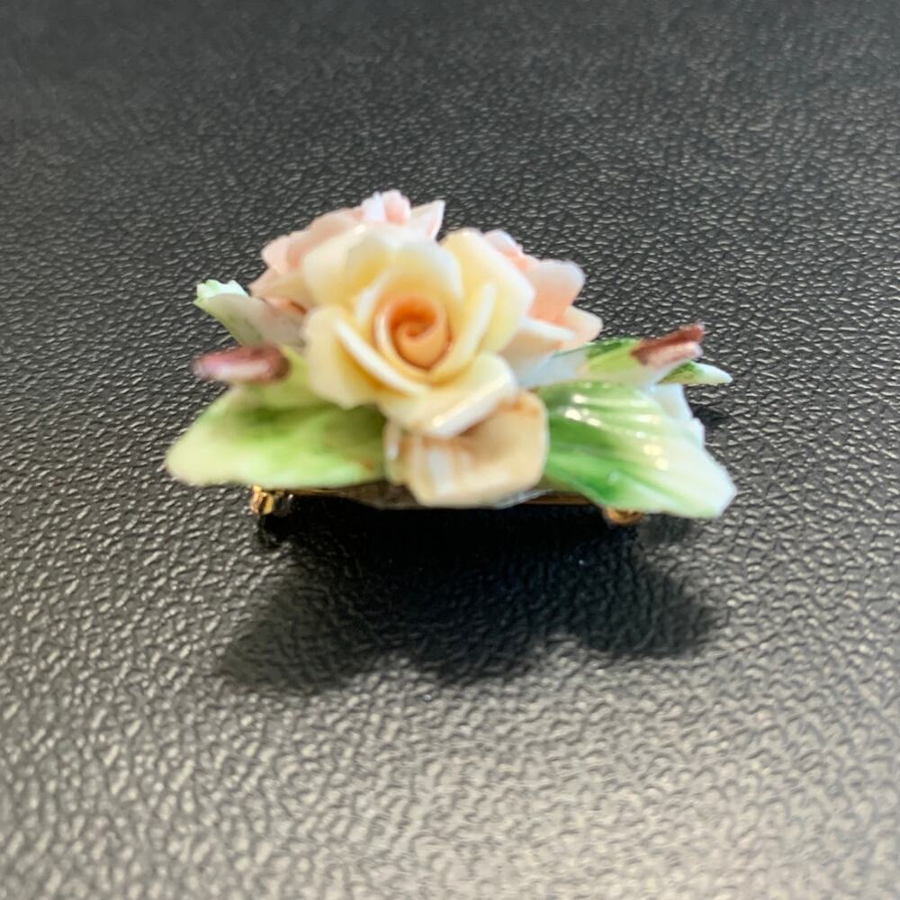Vintage Capodimonte Carlo Savastano Porcelain Rose Brooch Pin - Picture 4 of 8